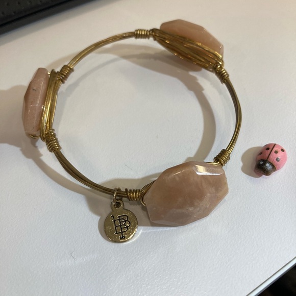 Bourbon and Bowties Gold Bracelet with Tan Stones - Picture 1 of 2